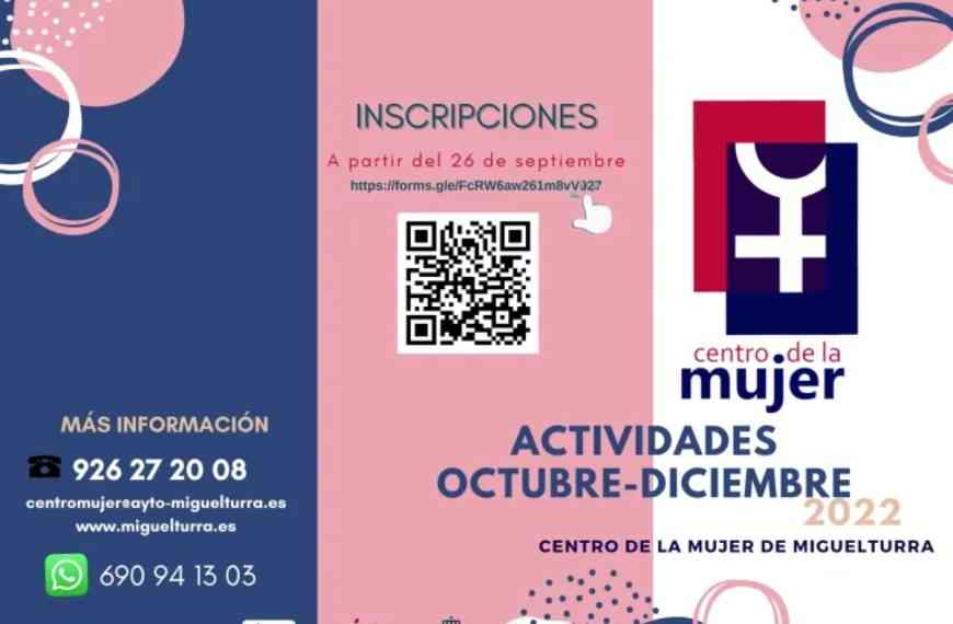 Programación de actividades del Centro de la Mujer de Miguelturra para el último trimestre del año 2022