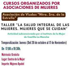 Taller “La salud integral de las mujeres. Mujeres que se cuidan” del 20 de octubre al 17 de noviembre en el Centro de la Mujer de Miguelturra