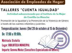 Talleres Cuenta Igualdad del 20 de octubre al 15 de diciembre en el Centro de la Mujer de Miguelturra