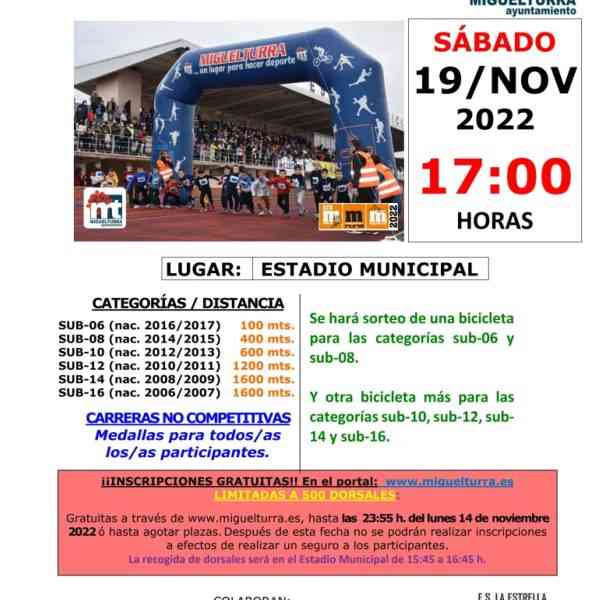 Participa en la Carrera Mini de Miguelturra el sábado 19 de noviembre a partir de las 5 de la tarde