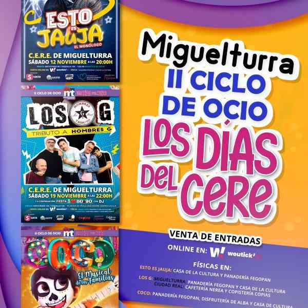 Segundo ciclo de ocio «Los días del CERE» con 3 espectáculos de humor y música, y que también está pensado para el público infantil en Miguelturra