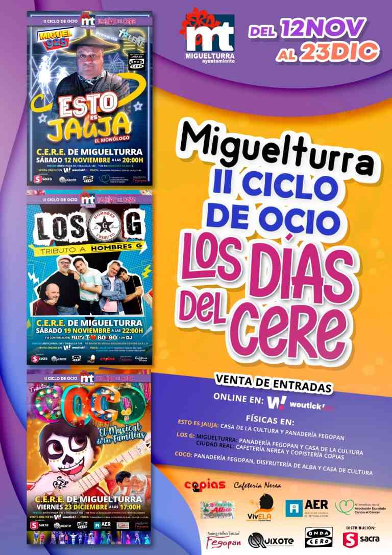 Segundo ciclo de ocio «Los días del CERE» con 3 espectáculos de humor y música, y que también está pensado para el público infantil en Miguelturra