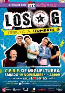 Concierto homenaje solidario tributo a los Hombres G en el CERE de Miguelturra el 19 de noviembre a las 10 de la noche