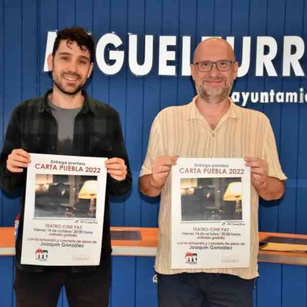 Un concierto de Joaquín González tendrá lugar el viernes tras la entrega de premios del Certamen Carta Puebla en Miguelturra