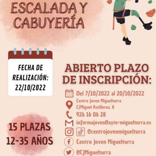 Curso de Escalada y Cabuyería en el Centro Joven de Miguelturra el 22 de octubre