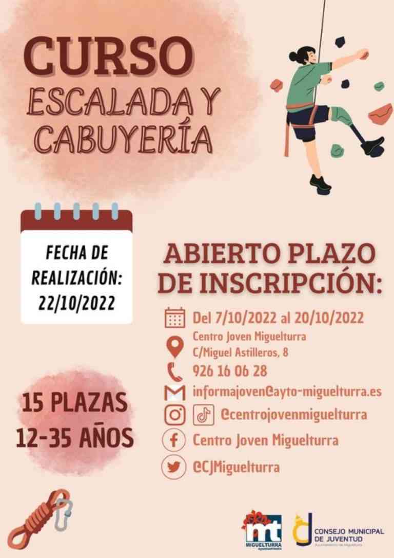 Curso de Escalada y Cabuyería en el Centro Joven de Miguelturra el 22 de octubre
