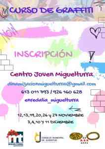 Curso gratuito de grafiti este noviembre 2022 en Miguelturra inscríbete en el Centro Joven de la localidad