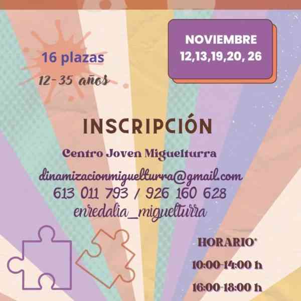 Curso gratuito de recursos de animación y dinamización para jóvenes de 12 a 35 años de Miguelturra