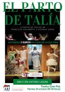 “El parto de Talía” con La Teatrería de Torralba de Calatrava este 21 de octubre en el Teatro Cine Paz de Miguelturra