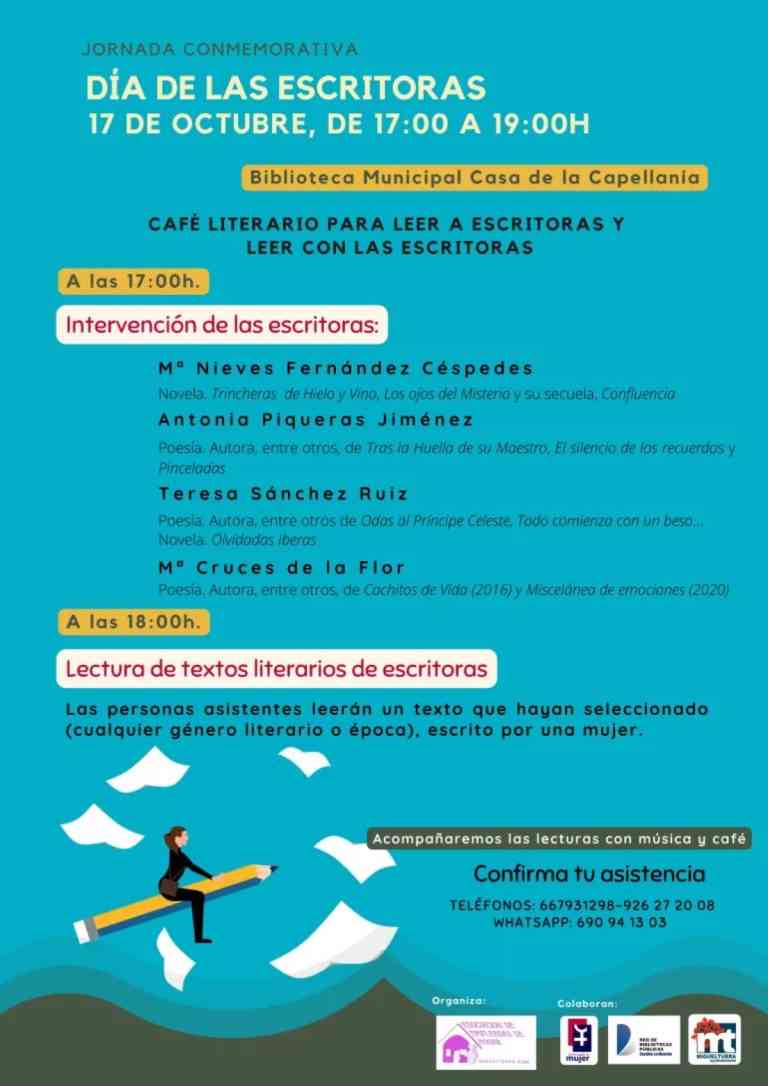 Jornada conmemorativa «Día de las escritoras» en la Biblioteca Municipal «Casa de la Capellanía» de Miguelturra el 17 de octubre