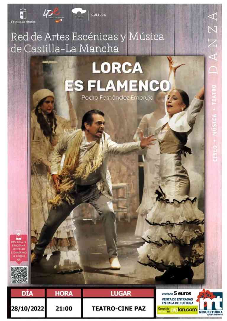 «Lorca es Flamenco» este viernes 28 en el Cine Paz de Miguelturra gracias a la Red de Artes Escénicas de Castilla La Mancha