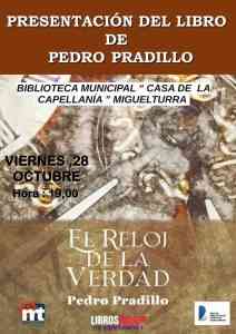 Presentarán el libro “El reloj de la verdad” de Pedro Pardillo este 28 de octubre en la Biblioteca “Casa de la Capellanía” de Miguelturra