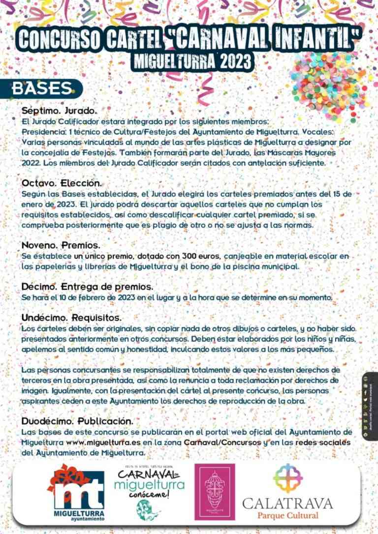 Bases del Concurso Cartel «Carnaval Infantil» de Miguelturra 2023