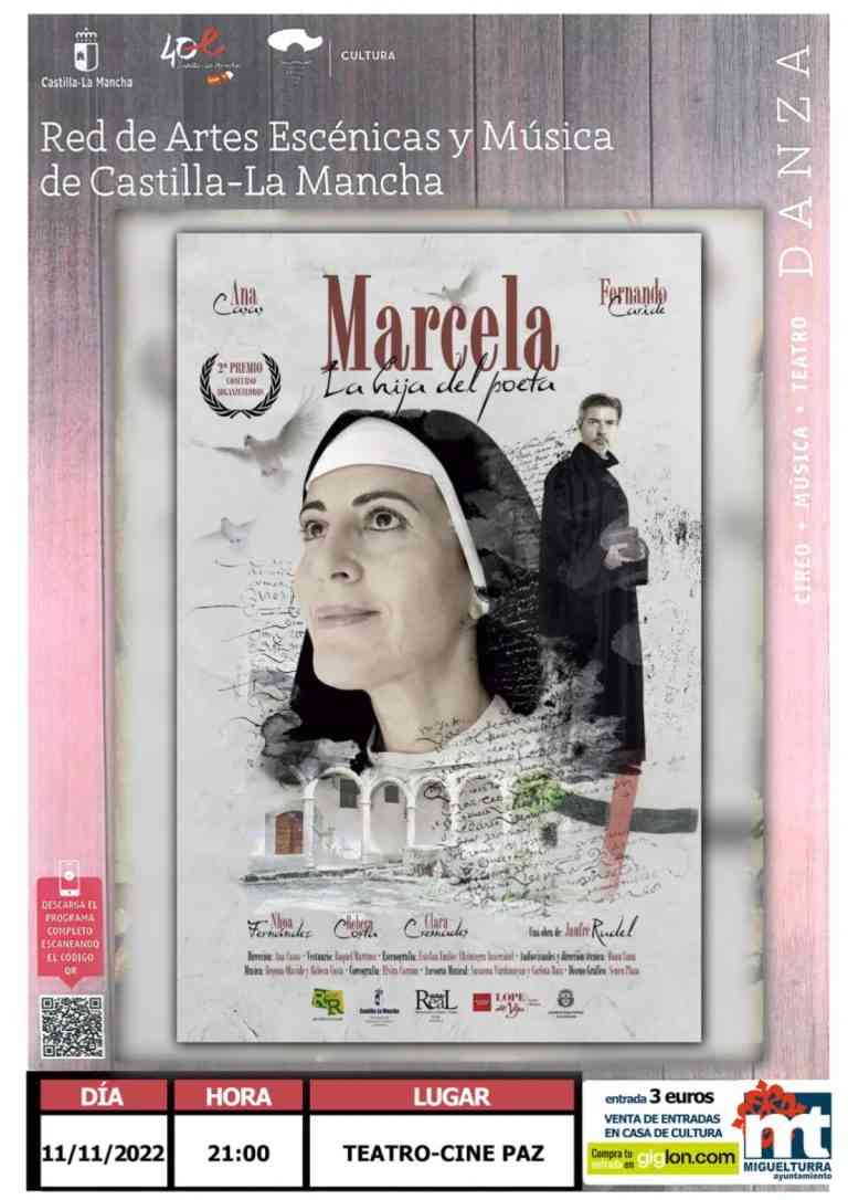 “Marcela. La hija del poeta” el viernes 11 de noviembre en el Teatro Cine-Paz de Miguelturra