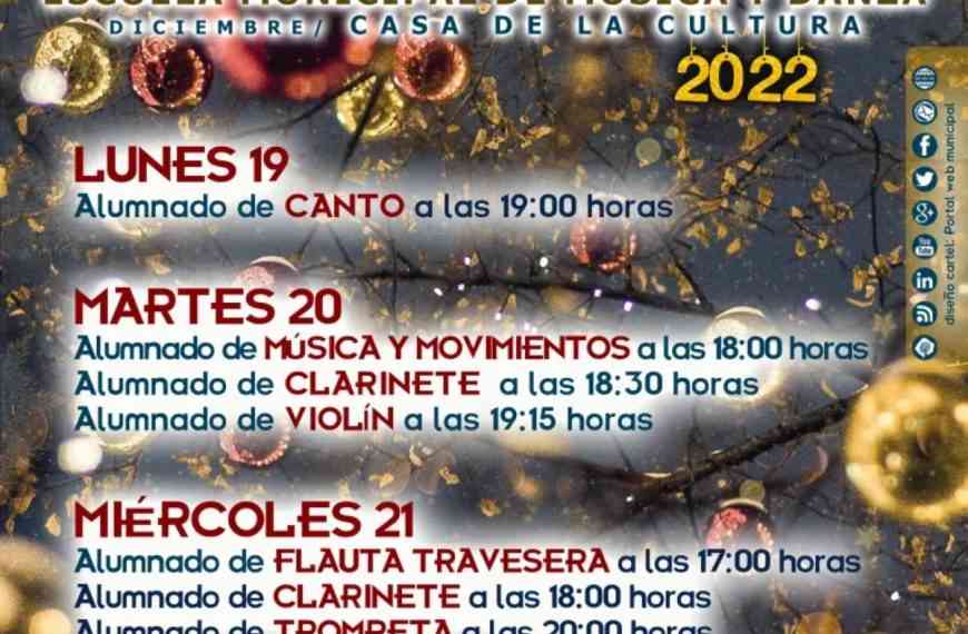 Audiciones de Navidad de la Escuela de Música y Danza de Miguelturra del lunes 19 al jueves 22 de diciembre