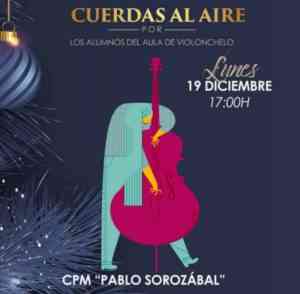 Actuación de “Cuerdas al aire” por alumnos del aula de violonchello del CPM “Pablo Solorzábal” el 19 de diciembre en Puertollano
