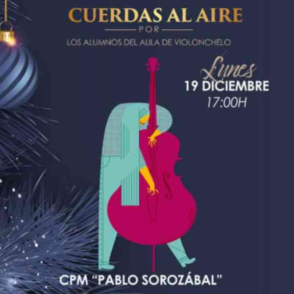 Actuación de “Cuerdas al aire” por alumnos del aula de violonchello del CPM “Pablo Solorzábal” el 19 de diciembre en Puertollano