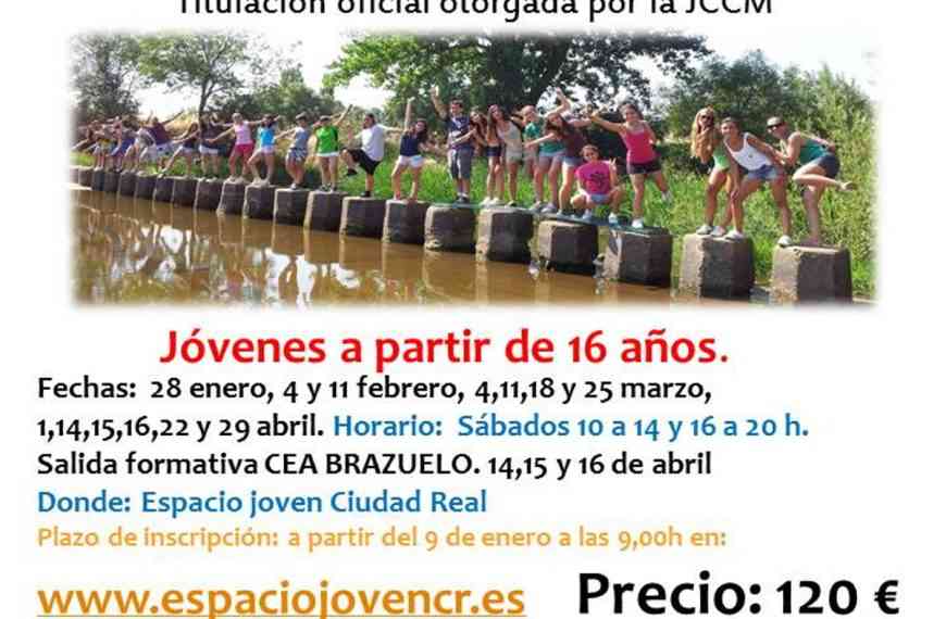 Curso de monitor y monitora de actividades juveniles del 28 de enero al 29 de abril en Ciudad Rea para jóvenes mayores de 16 años