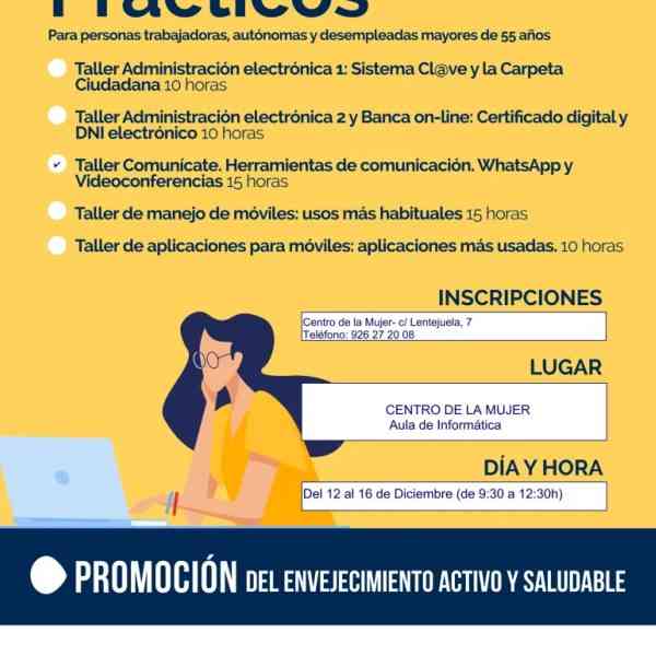 Abierta la inscripción para el taller gratuito sobre uso de Whatsapp y videoconferencias para mayores del 12 al 16 de diciembre en Miguelturra