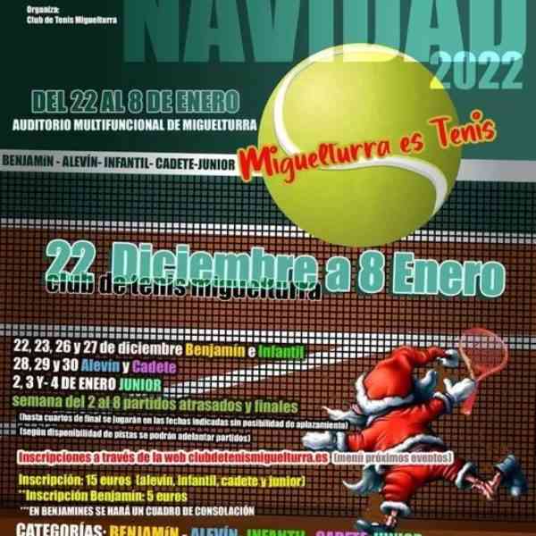 Torneo especial de Navidad de tenis del 22 de diciembre al 8 de enero en Miguelturra abierta la inscripción