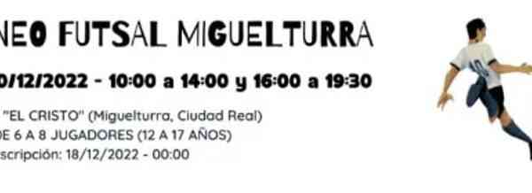 Torneo de FutSal del 27 al 30 de diciembre en el Pabellón de Deportes “El Cristo” de Miguelturra