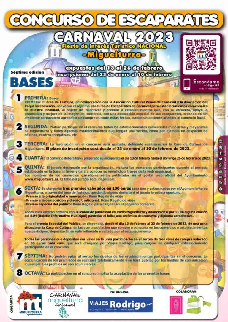 El Concurso de Escaparates del Carnaval 2023 de Miguelturra abre su inscripción gratuita del 23 de enero al 10 de febrero de 2023