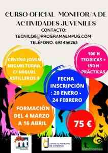 Curso oficial de monitor de actividades juveniles en Miguelturra con inscripciones abiertas del 20 de enero al 24 de febrero de 2023
