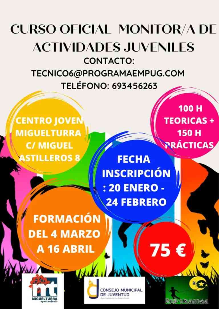 Curso oficial de monitor de actividades juveniles en Miguelturra con inscripciones abiertas del 20 de enero al 24 de febrero de 2023