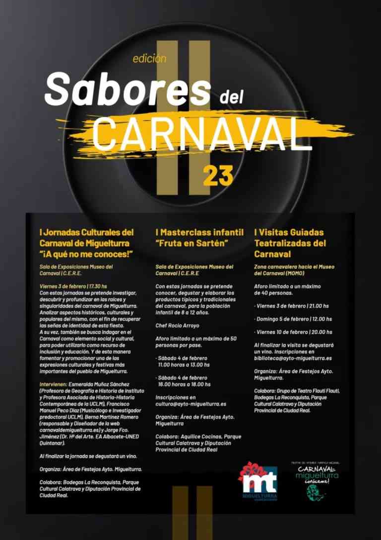 Llega la II edición de Sabores del Carnaval en Miguelturra con jornadas culturales, visitas guiadas y  masterclass infantil