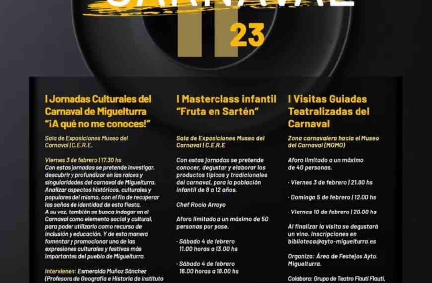 Llega la II edición de Sabores del Carnaval en Miguelturra con jornadas culturales, visitas guiadas y  masterclass infantil