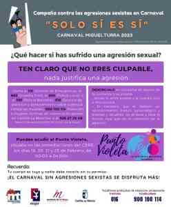 Campaña de sensibilización y prevención de agresiones sexistas con lema “Solo sí es sí” para el Carnaval 2023 de Miguelturra