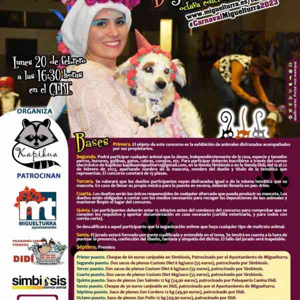 Concurso de mascotas disfrazadas «Dejando Huella» el  20 de febrero de 2023 en Miguelturra