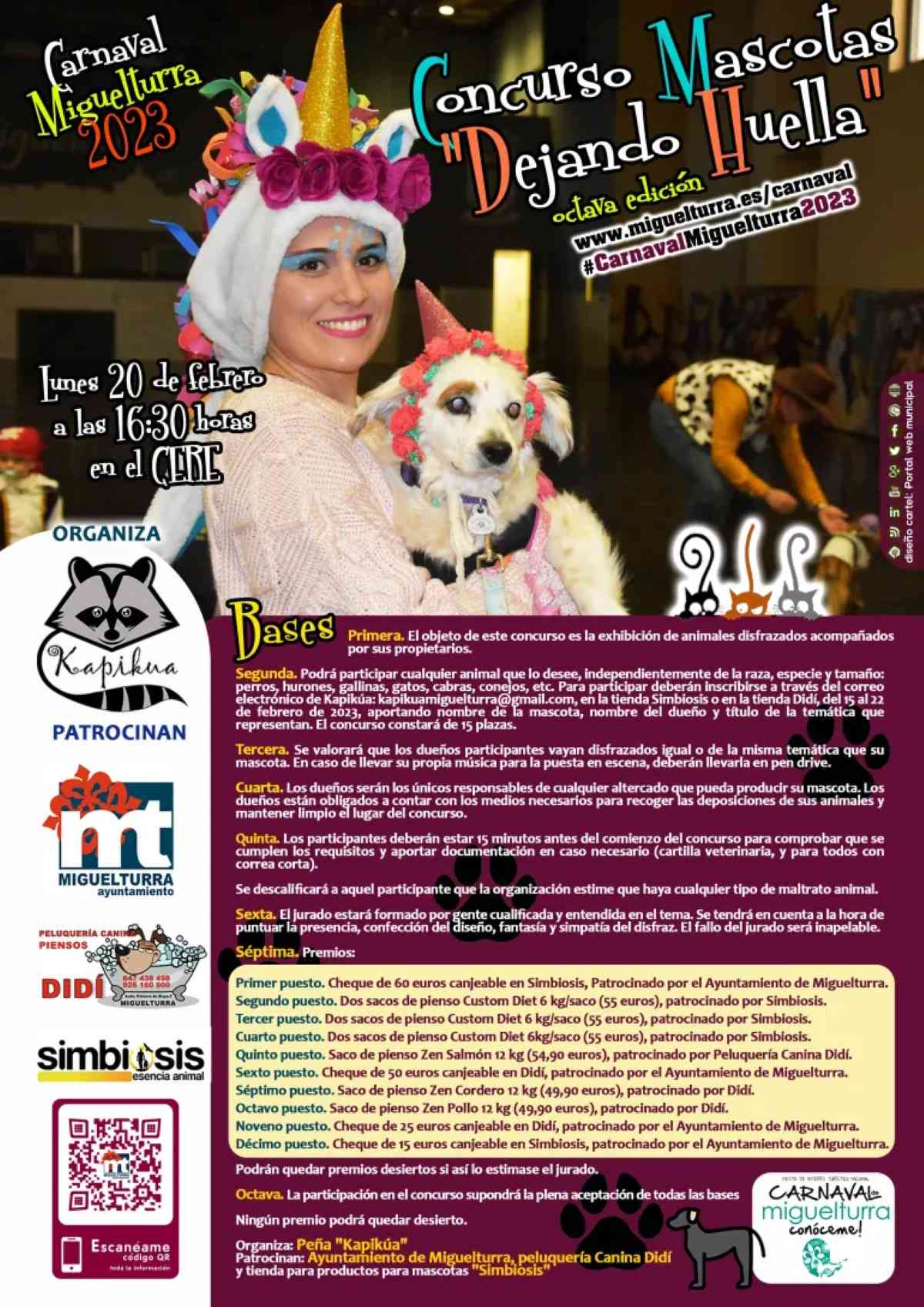 Concurso de mascotas disfrazadas «Dejando Huella» el  20 de febrero de 2023 en Miguelturra
