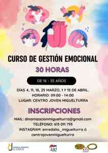 Un curso gratuito de gestión emocional para jóvenes de 16 a 35 años en el Centro Joven de Miguelturra ha abierto el plazo de inscripción