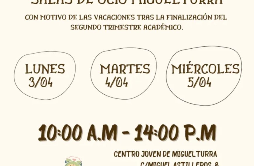 Este es el horario  especial de las salas de ocio del Centro Joven de Miguelturra durante las vacaciones de Semana Santa 2023