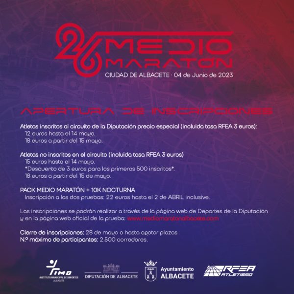 Ya puedes inscribirte para participar en el Medio Maratón y el Pack Media + 10K en Albacete ¡participa!