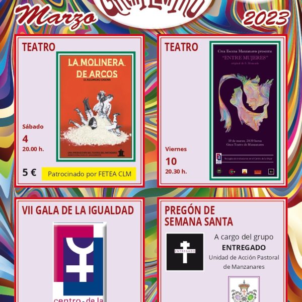 Actividades culturales programadas para marzo en Manzanares conmemorarán el 8M e incluyen el pregón de la Semana Santa 2023