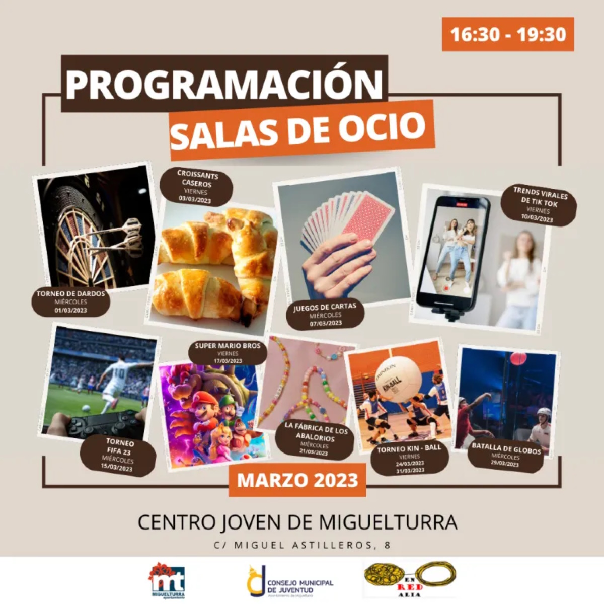 Programación de actividades en las Salas de Ocio de Miguelturra para marzo 2023