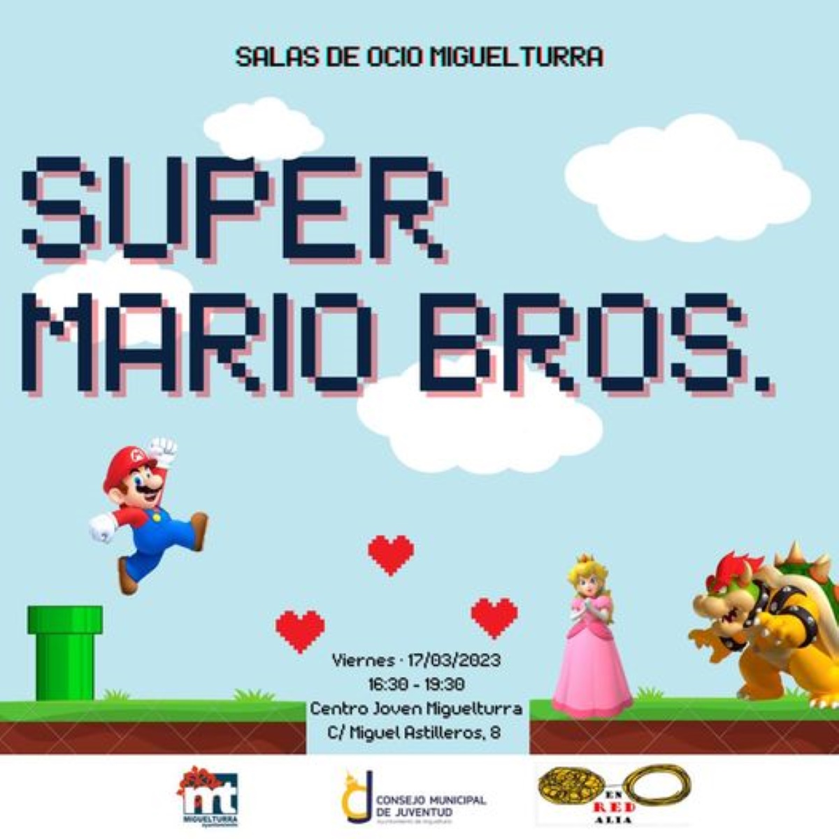 El famoso juego de Super Mario Bros mañana en las Salas de Ocio de Miguelturra de 16:30 a 19:30 horas