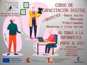 Curso gratuito “Curso de capacitación digital” en el Centro de Educación de Personas Adultas Antonio Gala de Miguelturra inicia el 27 de abril