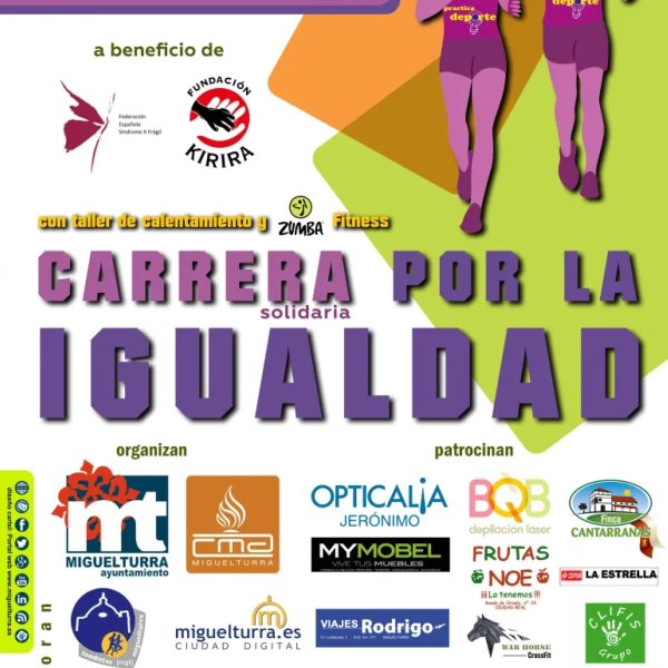VIII Carrera por la Igualdad el 12 de mayo a partir de las 19:30 desde el Complejo Deportivo Candelario León Rivas de Miguelturra
