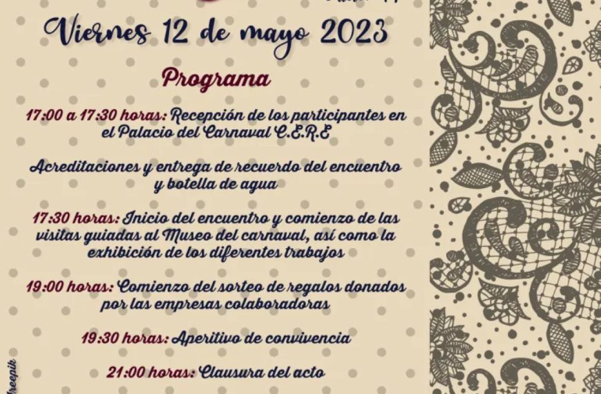 Toda la información del Encuentro de Encajeras 2023 que será el 12 de mayo en el CERE de Miguelturra para inscribirte