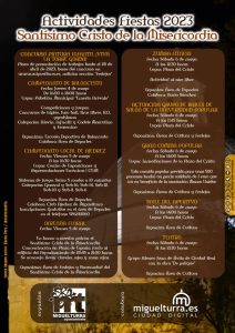 Programación de las Fiestas del Santísimo Cristo de la Misericordia 2023 en Miguelturra