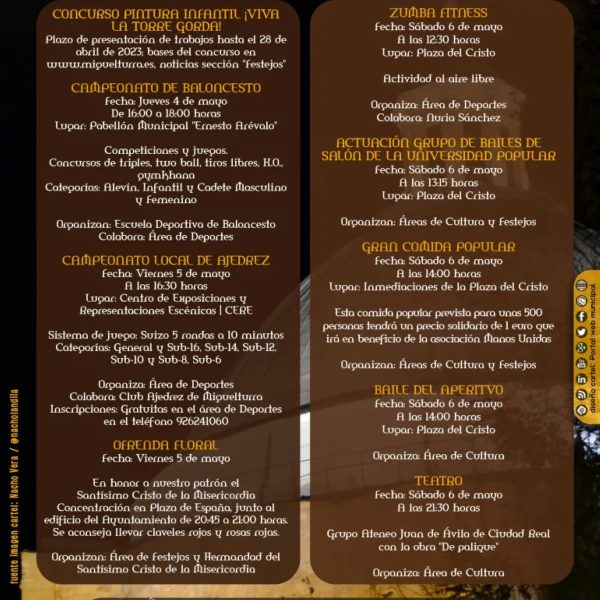 Programación de las Fiestas del Santísimo Cristo de la Misericordia 2023 en Miguelturra