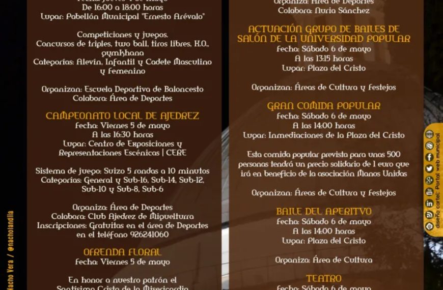 Programación de las Fiestas del Santísimo Cristo de la Misericordia 2023 en Miguelturra