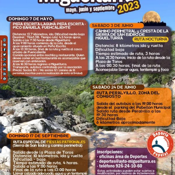 El programa “Paseando por Miguelturra” ya tiene abierta las inscripciones de 4 nuevas rutas senderistas durante mayo, junio y septiembre