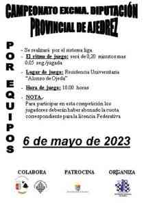Campeonato Excma. Diputación Provincial el 6 de mayo en la Residencia Universitaria “Alonso de Ojeda” de Cuenca
