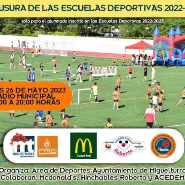 La clausura de las Escuelas Deportivas Municipales de Miguelturra se celebrará con una fiesta muy especial el viernes 26 de mayo