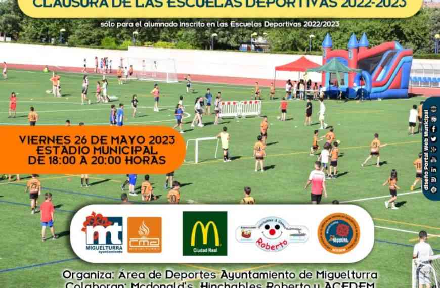 La clausura de las Escuelas Deportivas Municipales de Miguelturra se celebrará con una fiesta muy especial el viernes 26 de mayo