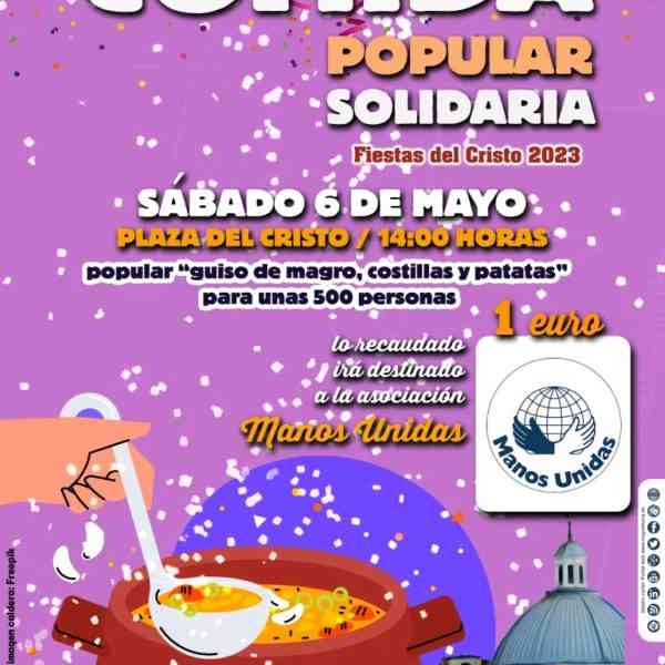 Gran comida popular solidaria “Santísimo Cristo” el 6 de mayo en la plaza del Cristo de Miguelturra a beneficio de Manos Unidas